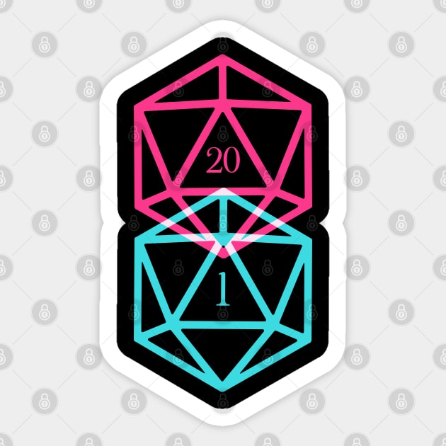 D20 Dice Critical Fail and Natural 20 Tabletop RPG Gaming Sticker by pixeptional